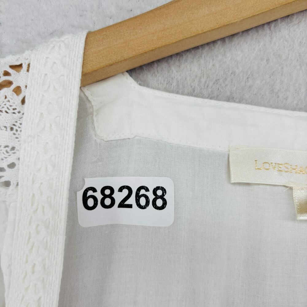 LOVESHACKFANCY Dress Petite Edie Voile Pintuck Lace Trim Cover Up Cotton White - Picture 14 of 14